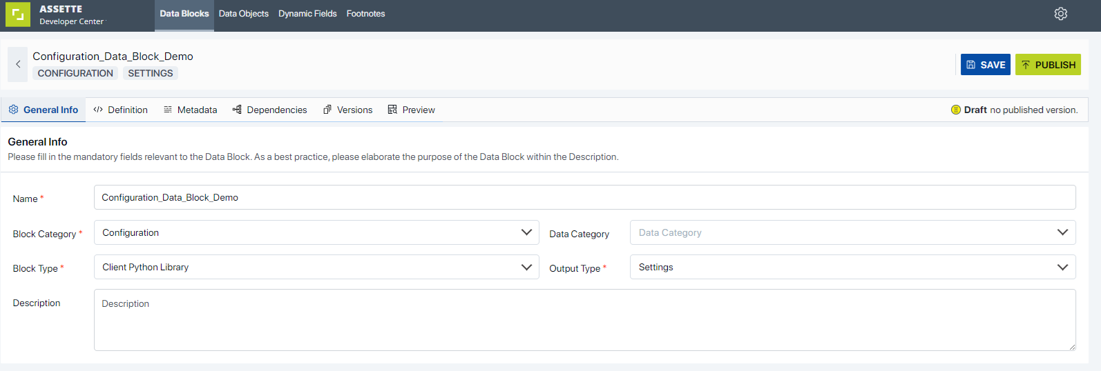 Configuration Data Block Overview | Assette Support