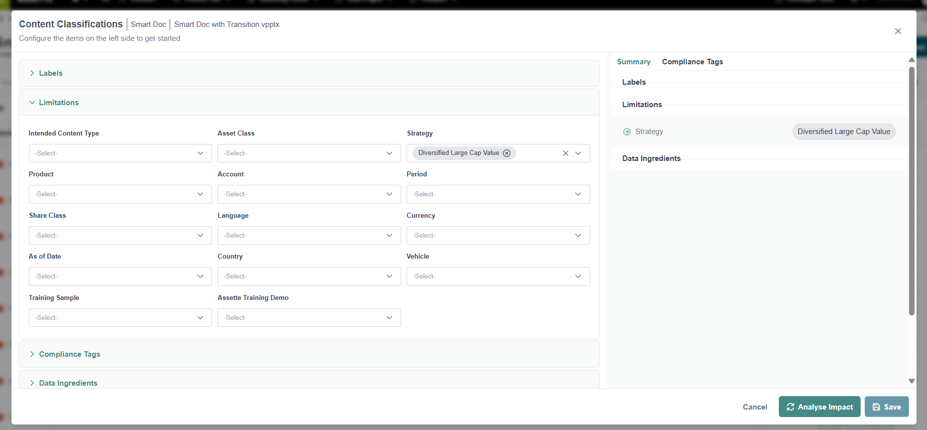 Smart Page Content Classifications | Assette Support
