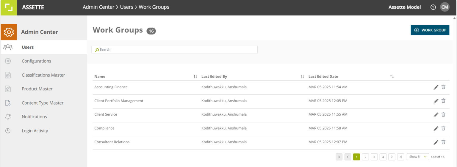 Work Group Basics | Assette Support
