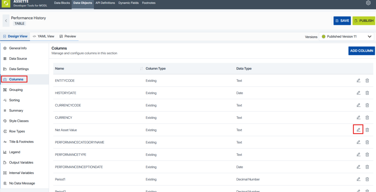 Creating Dynamic Column Headings | Assette Support