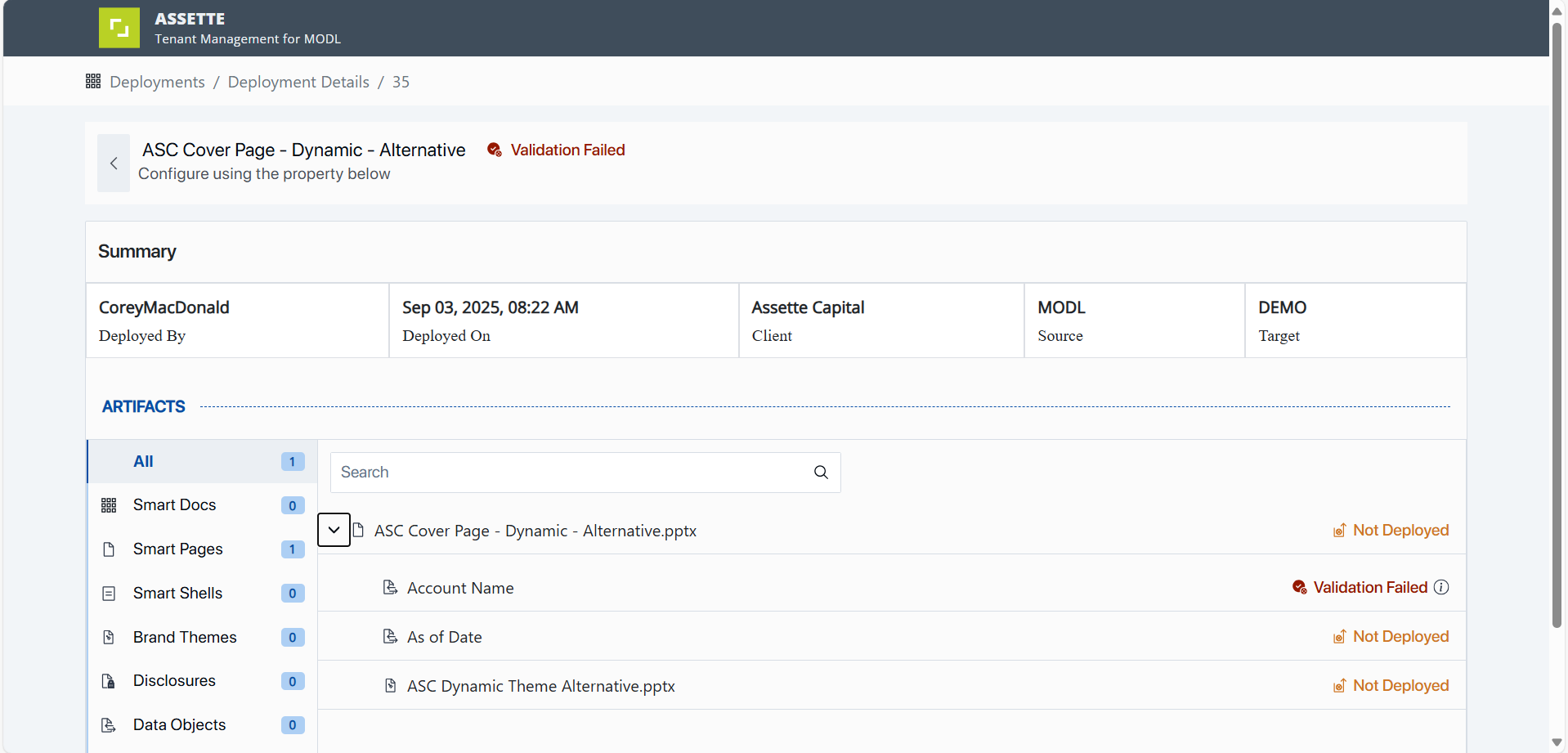 Failed Validations In Tenant Manager | Assette Support